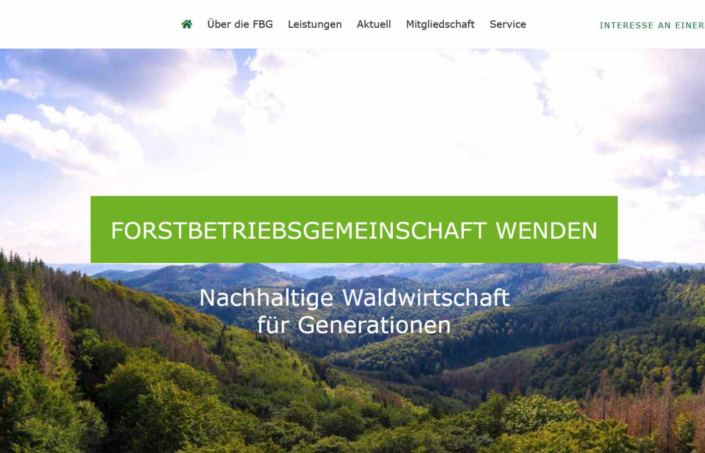Startseite der Forstbetriebsgemeinschaft Wenden